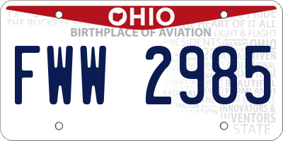OH license plate FWW2985