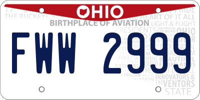 OH license plate FWW2999