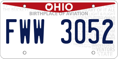 OH license plate FWW3052