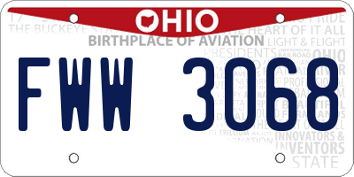 OH license plate FWW3068