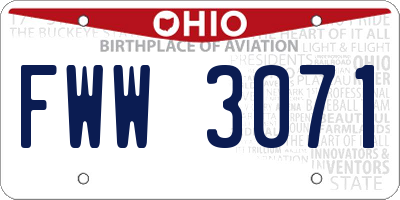 OH license plate FWW3071