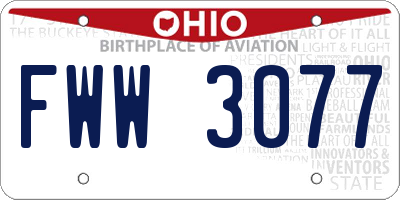 OH license plate FWW3077