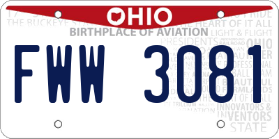 OH license plate FWW3081