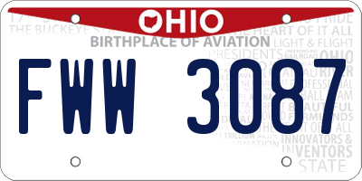 OH license plate FWW3087