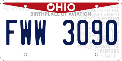 OH license plate FWW3090