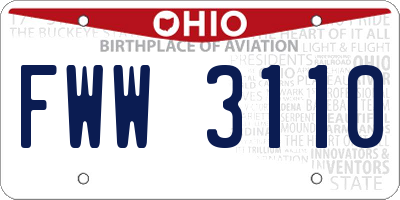OH license plate FWW3110