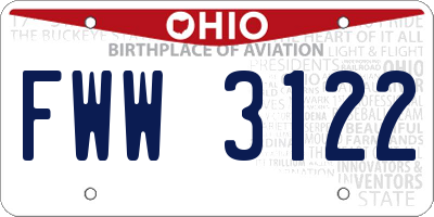 OH license plate FWW3122