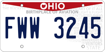OH license plate FWW3245