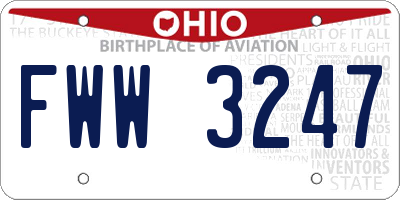OH license plate FWW3247
