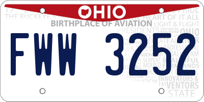 OH license plate FWW3252