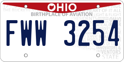 OH license plate FWW3254