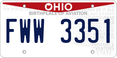 OH license plate FWW3351