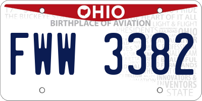 OH license plate FWW3382