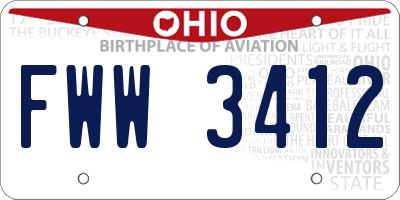 OH license plate FWW3412