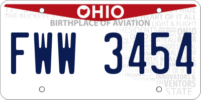 OH license plate FWW3454