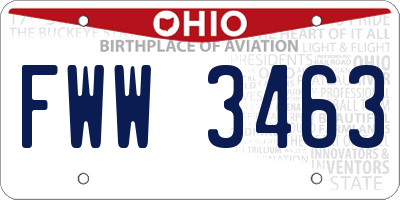 OH license plate FWW3463