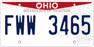 OH license plate FWW3465