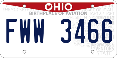 OH license plate FWW3466