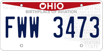 OH license plate FWW3473