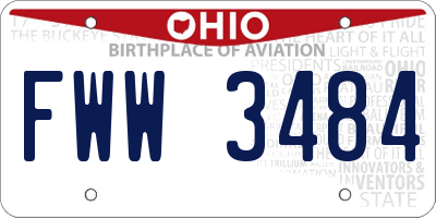 OH license plate FWW3484