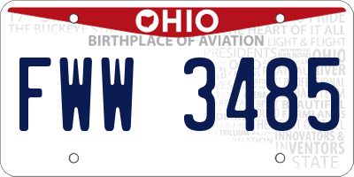 OH license plate FWW3485