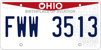 OH license plate FWW3513