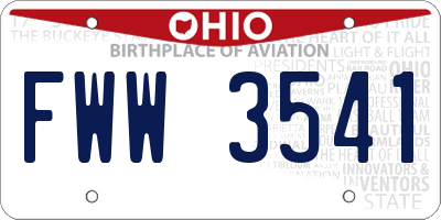 OH license plate FWW3541