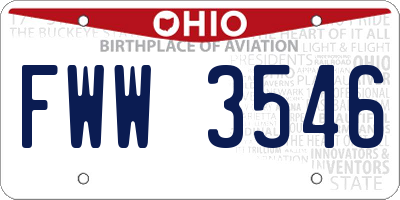 OH license plate FWW3546