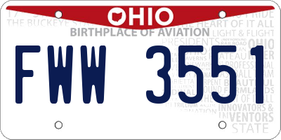 OH license plate FWW3551