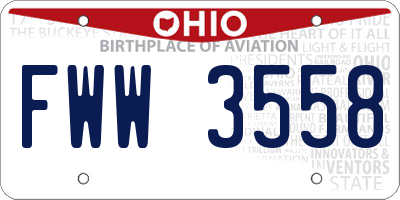 OH license plate FWW3558