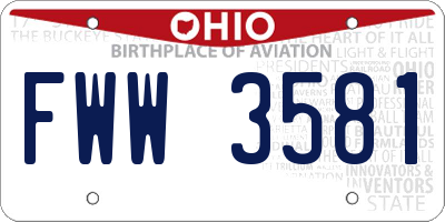 OH license plate FWW3581