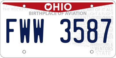 OH license plate FWW3587