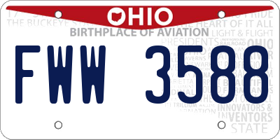 OH license plate FWW3588