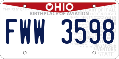 OH license plate FWW3598