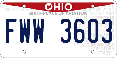 OH license plate FWW3603