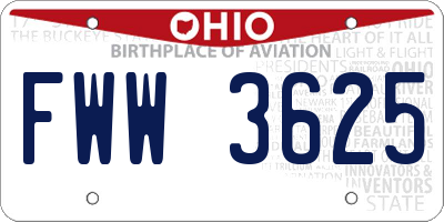 OH license plate FWW3625