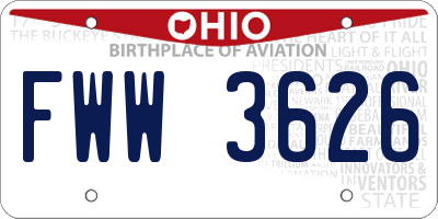 OH license plate FWW3626
