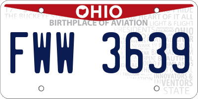 OH license plate FWW3639