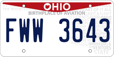 OH license plate FWW3643