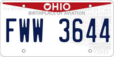 OH license plate FWW3644