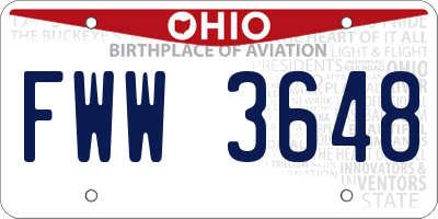 OH license plate FWW3648