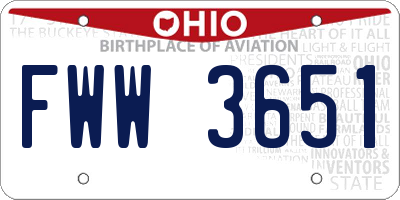 OH license plate FWW3651
