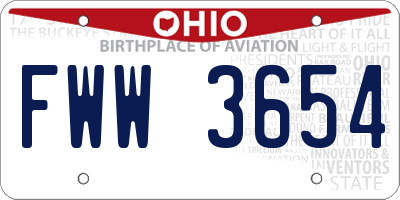 OH license plate FWW3654