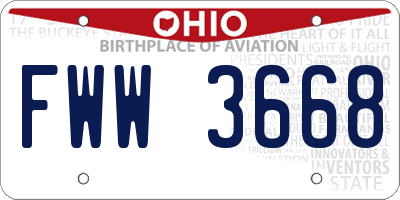 OH license plate FWW3668