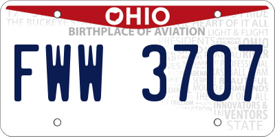 OH license plate FWW3707