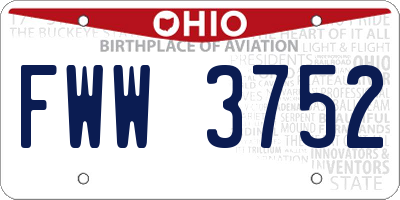 OH license plate FWW3752