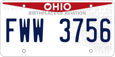 OH license plate FWW3756