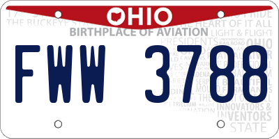 OH license plate FWW3788