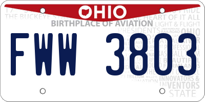 OH license plate FWW3803