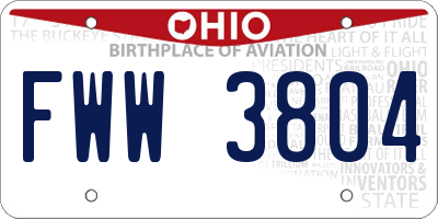 OH license plate FWW3804